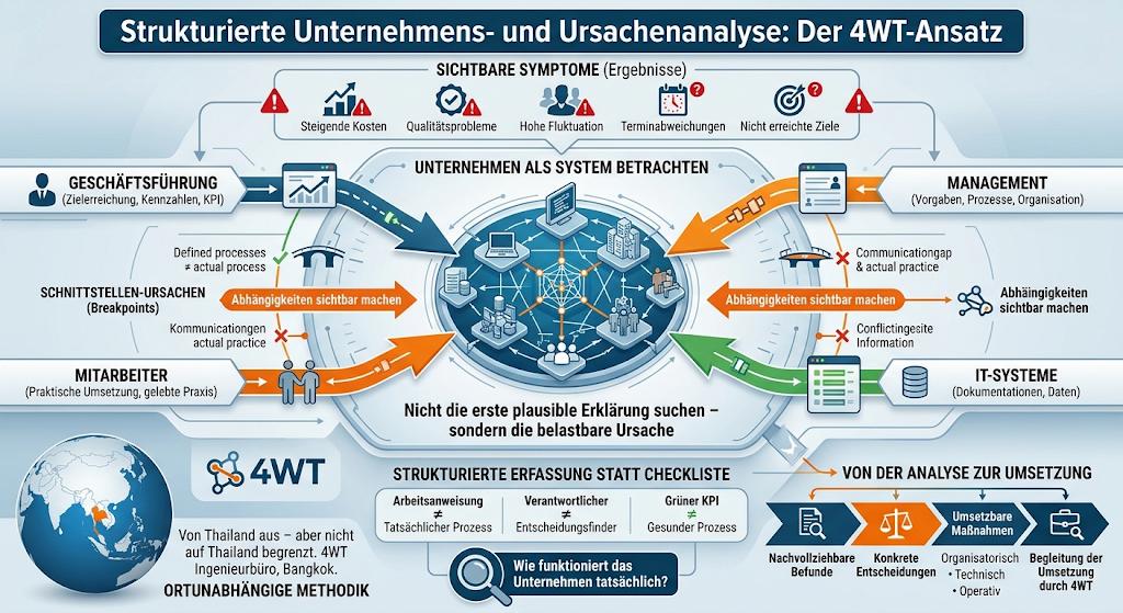 Komplexe Unternehmensprobleme entstehen selten dort, wo ihre Symptome sichtbar werden.
